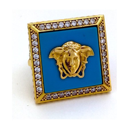 Anillo medusa azul de oro 18k talla 27